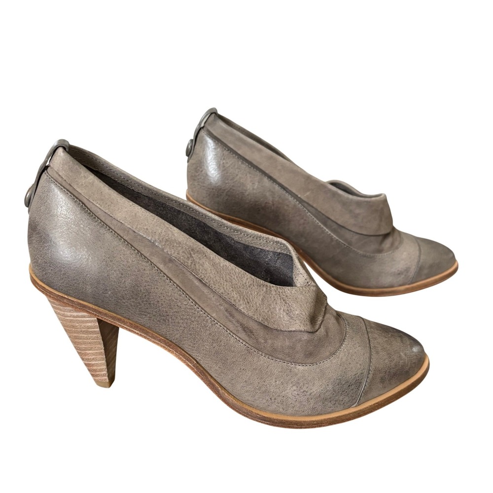 Plenty Tracy Reese Leather‎ Gina Ankle Bootie Sz 9 Gray Heeled Chic Cute Classy